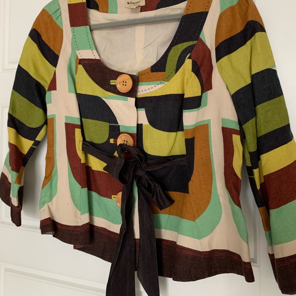 Anthropology Crop Jacket with a bow tie front
